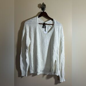 NWT Bobi Knit Sweater with Split Hem Size Large White